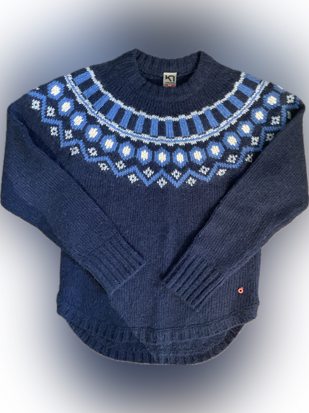 Kari Traa Navy & Light Blue Fair Isle Crew Sweater